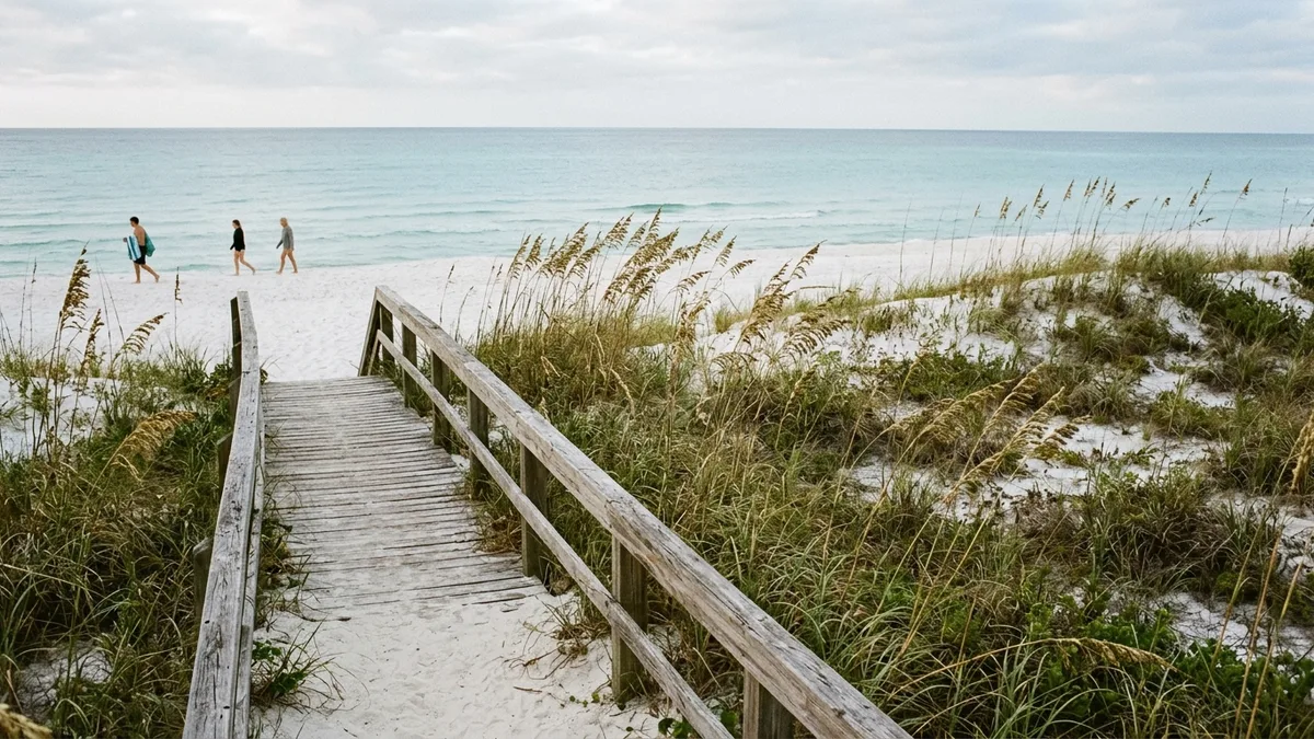 Blue Mountain Beach access point with less crowded sand