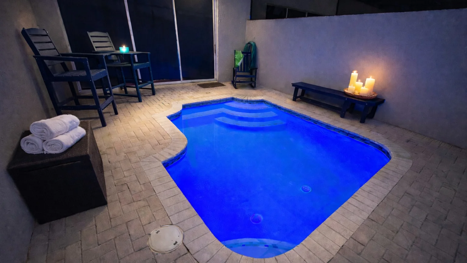 Private pool with night lighting at a Windsor Palms vacation rental near Davenport FL