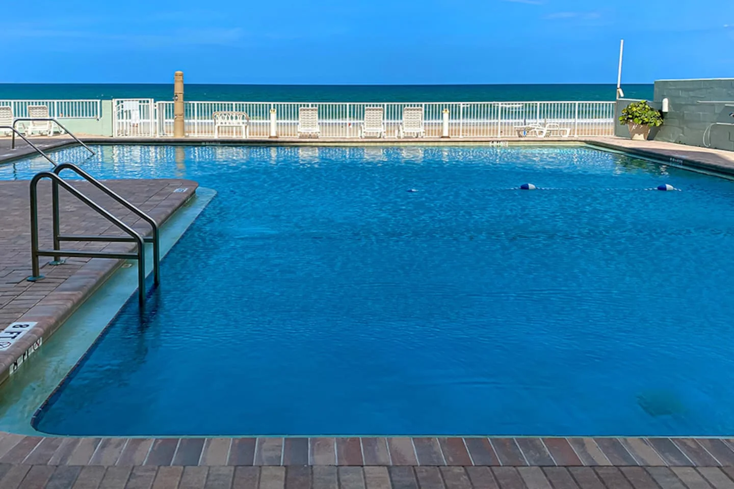 Oceanfront pool at a Daytona Beach home rental with full Atlantic Ocean view