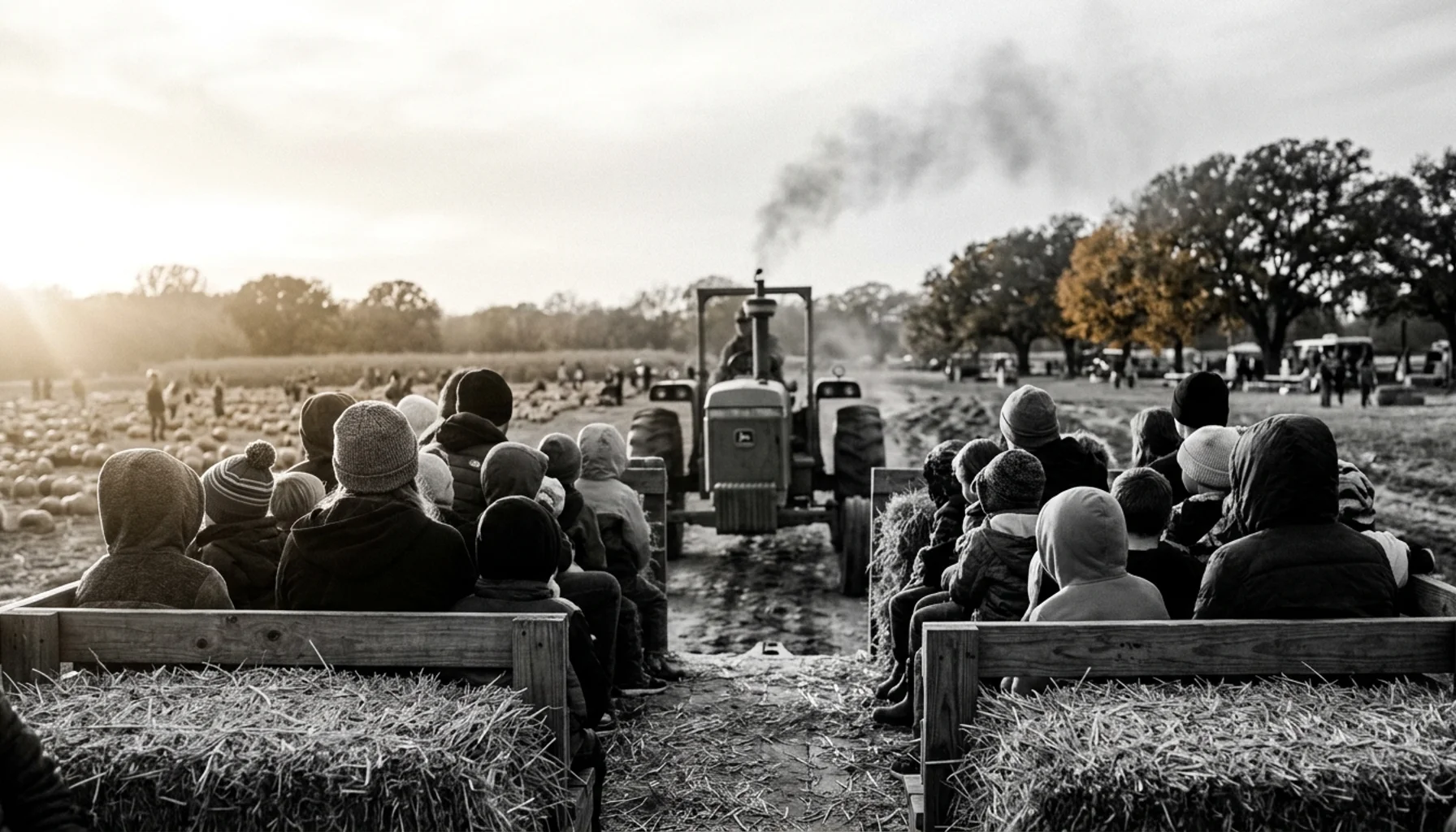 Kids on a hay wagon, a farm option among teen friendly activities in Georgetown TX