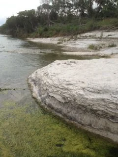 Limestone banks along the San Gabriel River, a favorite spot for teen friendly activities in Georgetown TX
