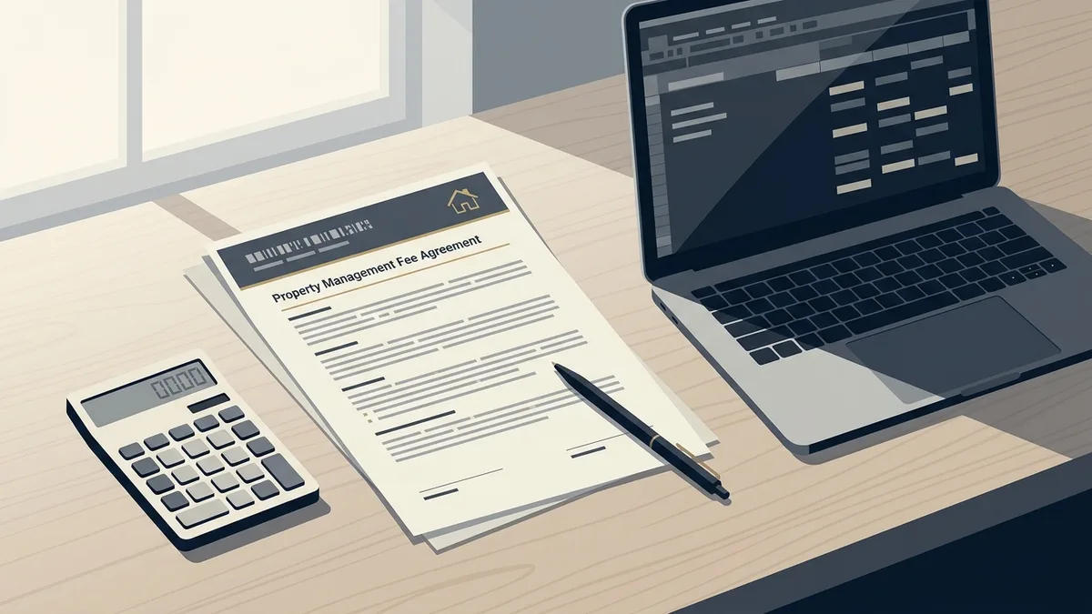 Management fee agreement on a desk, reviewed before choosing airbnb management in Cambridge
