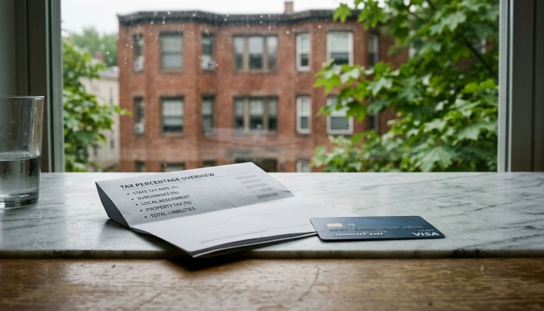 Folded rate document and card representing occupancy tax vacation rental Cambridge calculations