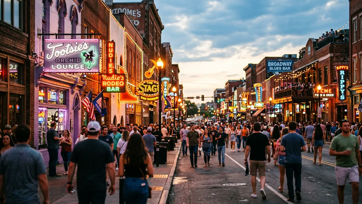Nashville Broadway dining district restaurants and bars