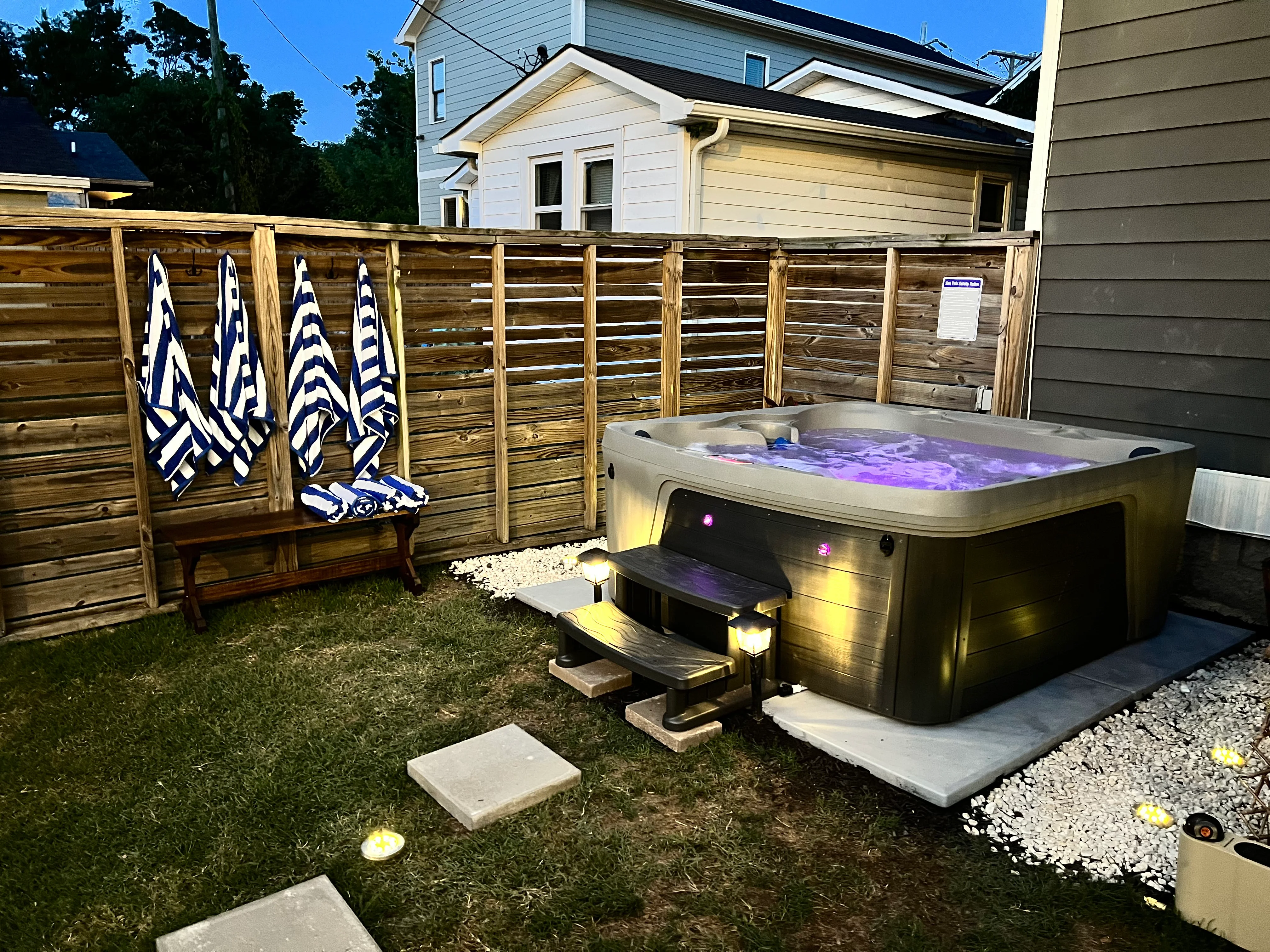 Nashville luxury vacation rentals private hot tub and backyard at Underwood Manor near Broadway
