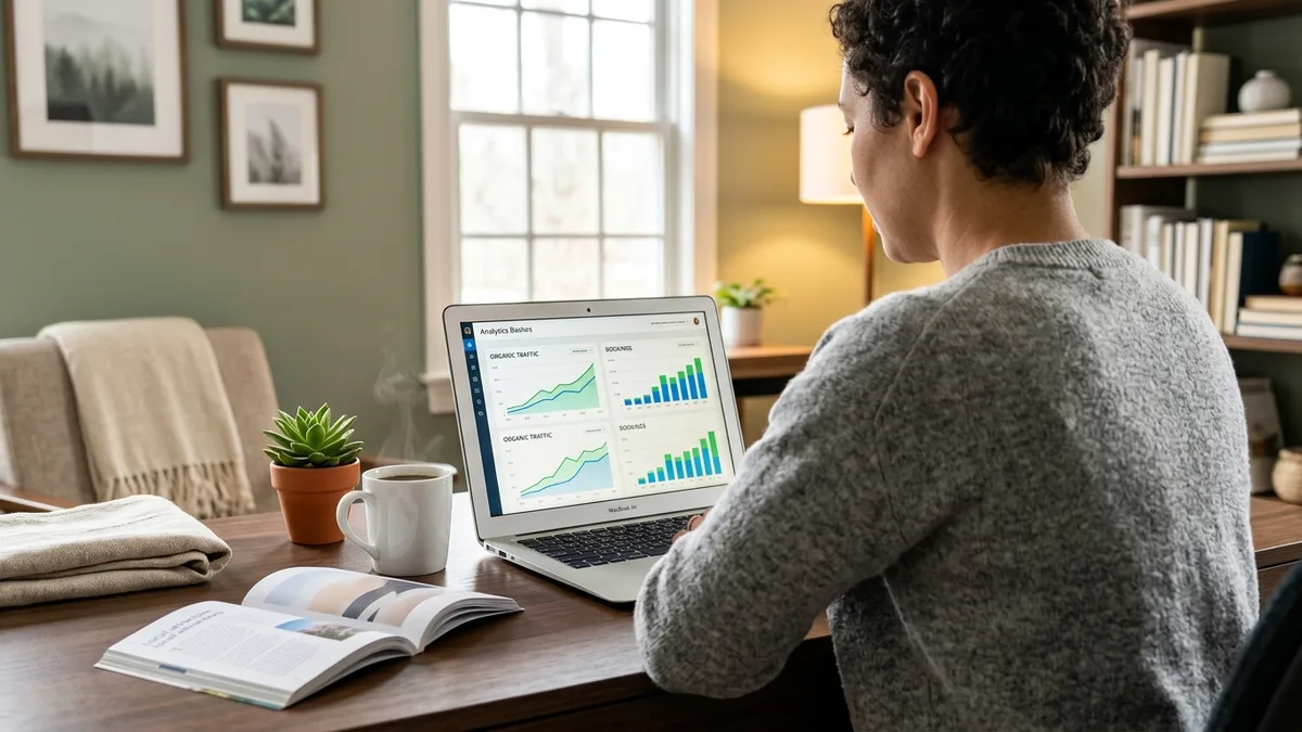 vacation rental owner analyzing rental booking website SEO performance