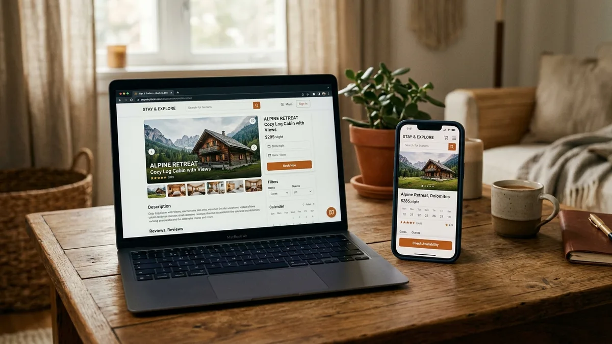 responsive STR website design across mobile and desktop devices