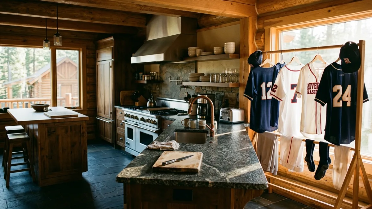 Tournament cabin kitchen setup for team meals