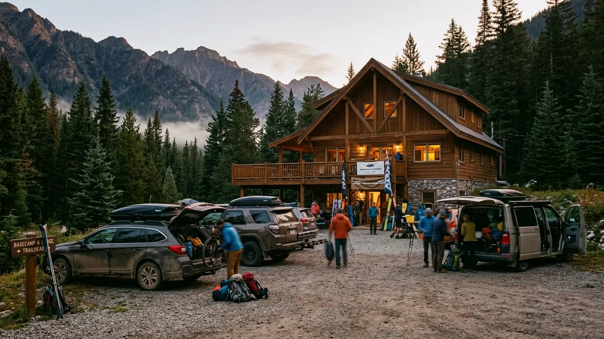 Tournament families preparing for early games at cabin rental