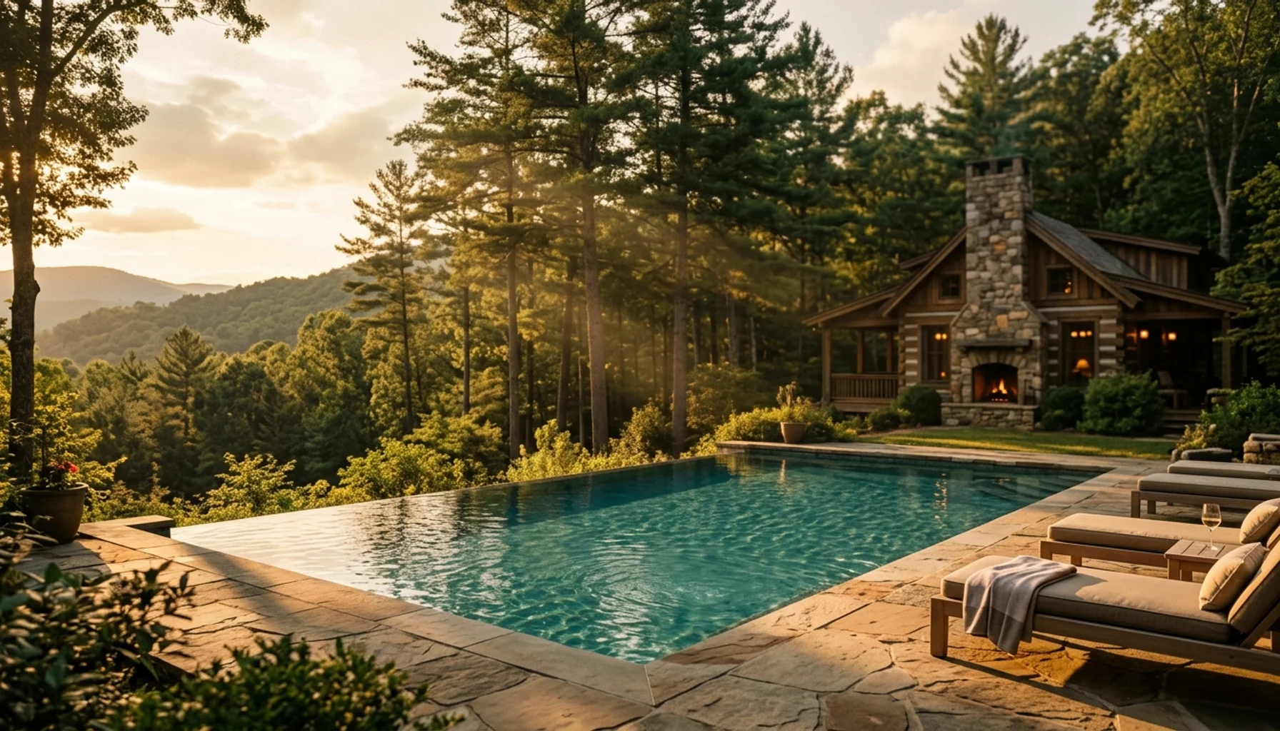 Luxury private indoor pool cabin near Pigeon Forge TN with mountain views for families and large groups