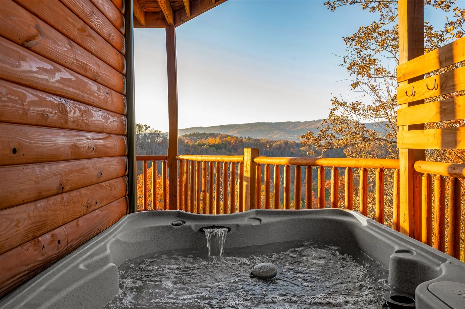 Pet friendly Pigeon Forge cabin with hot tub deck overlooking mountain views