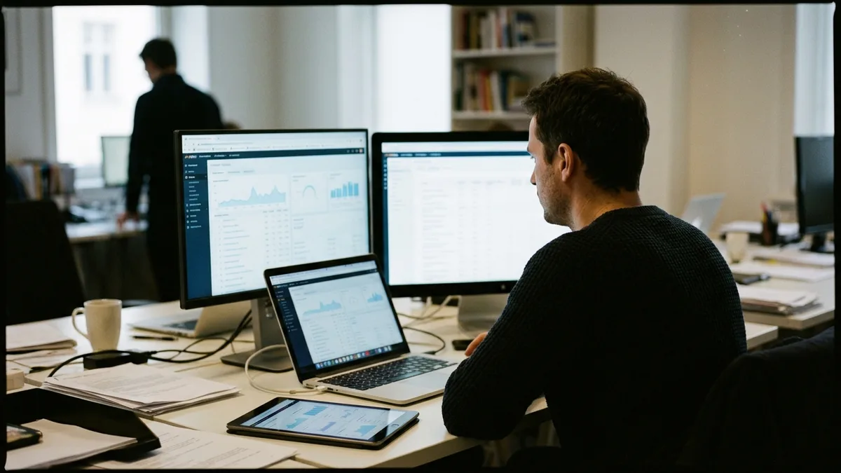Vacation rental website displayed across multiple devices showing automated SEO tools and ranking optimization