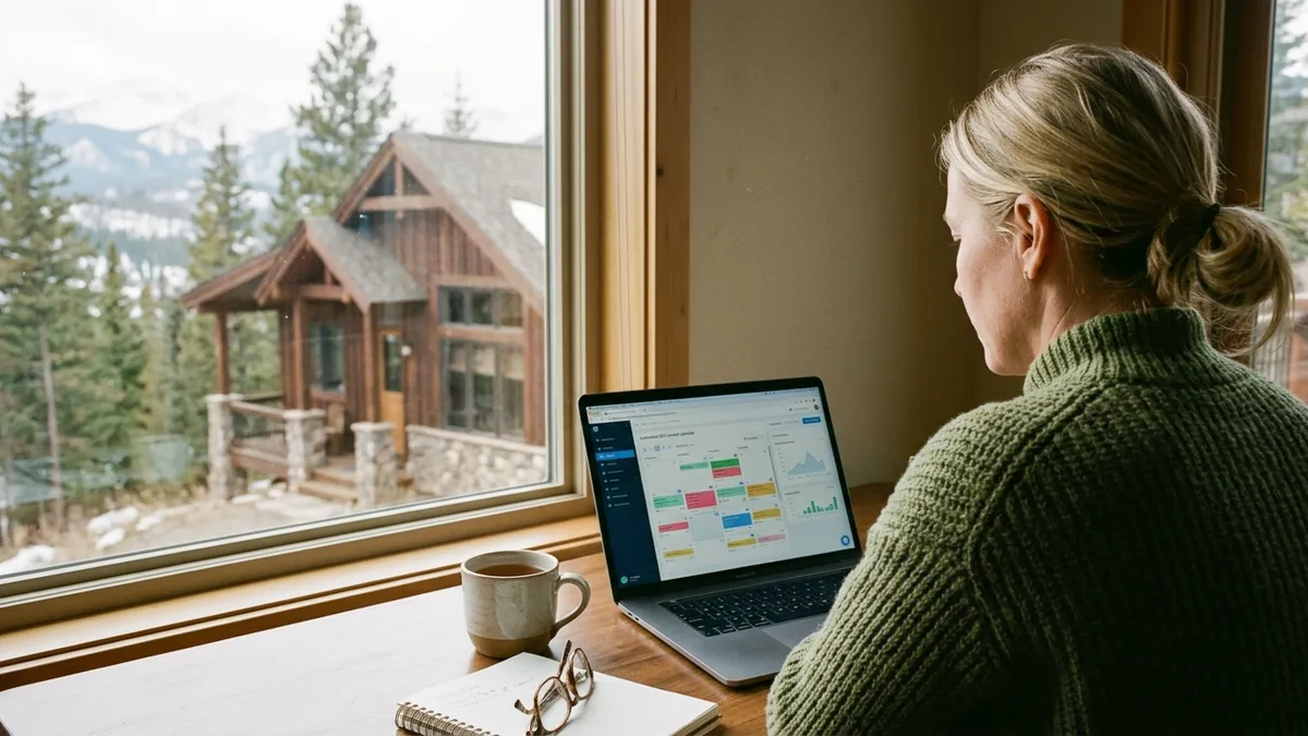 STR operator using automated SEO tools to manage vacation rental content calendar
