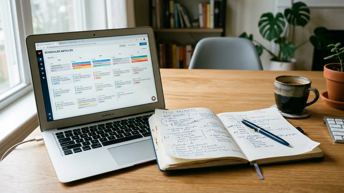 Scheduled content calendar for answer engine optimization AEO publishing