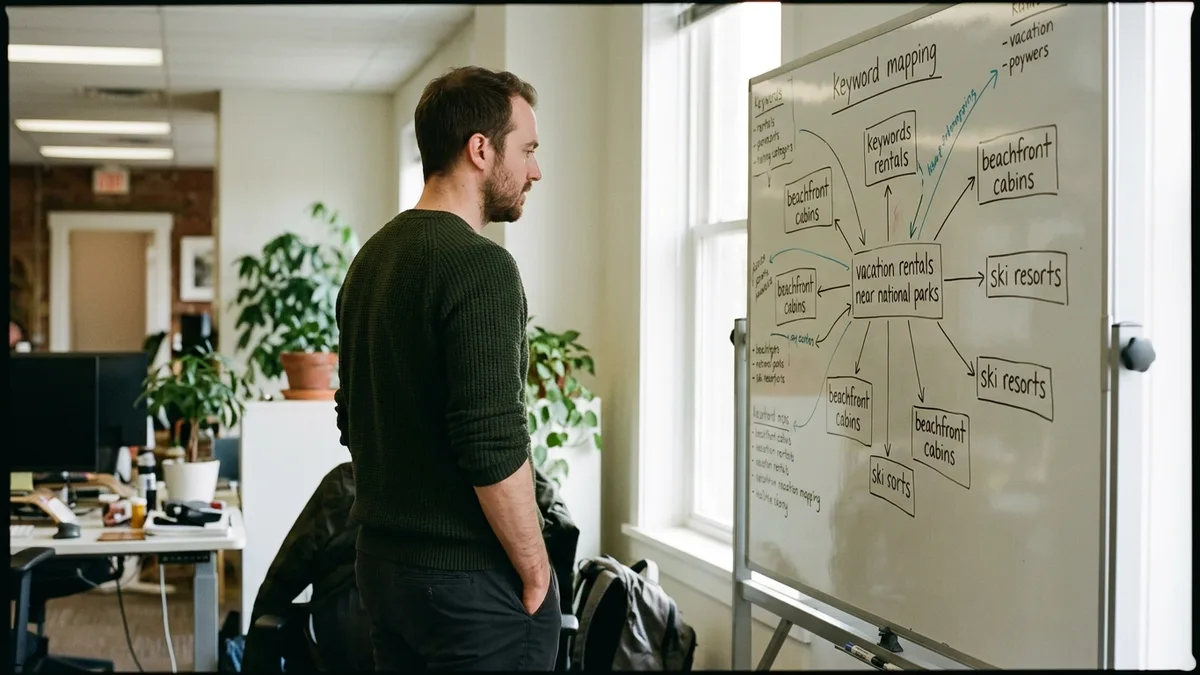 SEO position strategy planning for short-term rental keywords