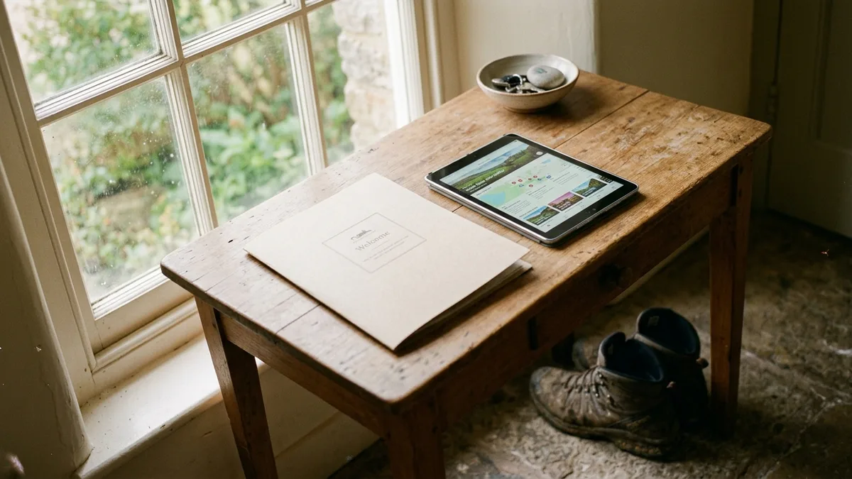 Local area guide vacation rental welcome table with digital and printed formats