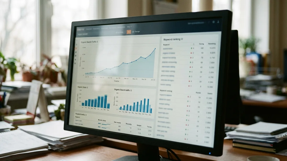 Analytics showing organic traffic growth to drive direct bookings vacation rental website