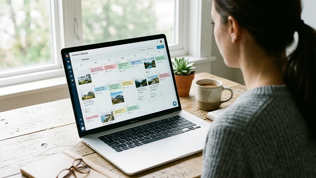 vacation rental blog content calendar scheduling workflow