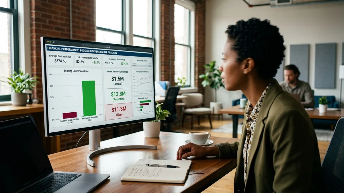 booking page conversion optimization revenue gap calculator for STR operators