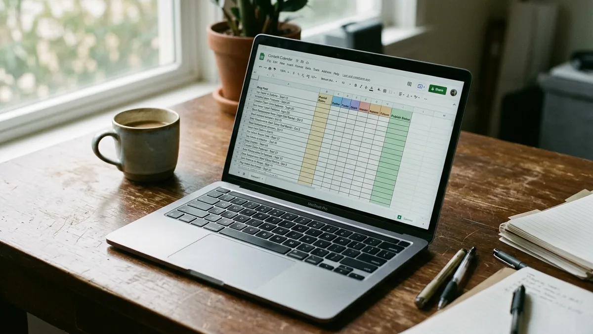 Content calendar scheduling tool for a vacation rental content marketing website