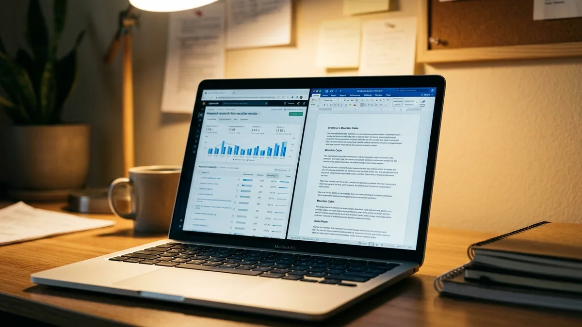 Best AI blog writer dashboard showing hospitality keyword research