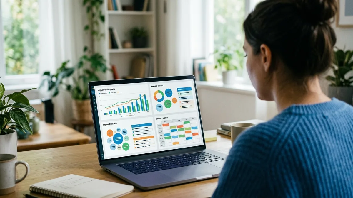 how to do keyword research for vacation rental with an SEO automation dashboard showing keyword clusters