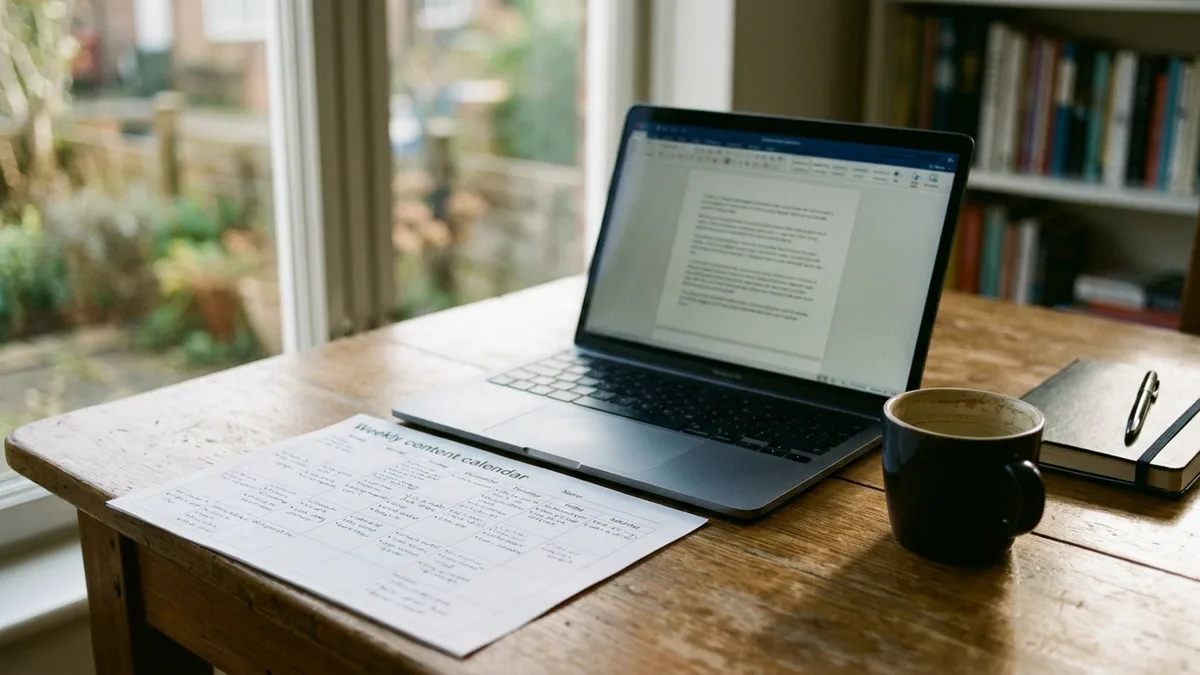 Weekly blog scheduling calendar for a vacation rental host
