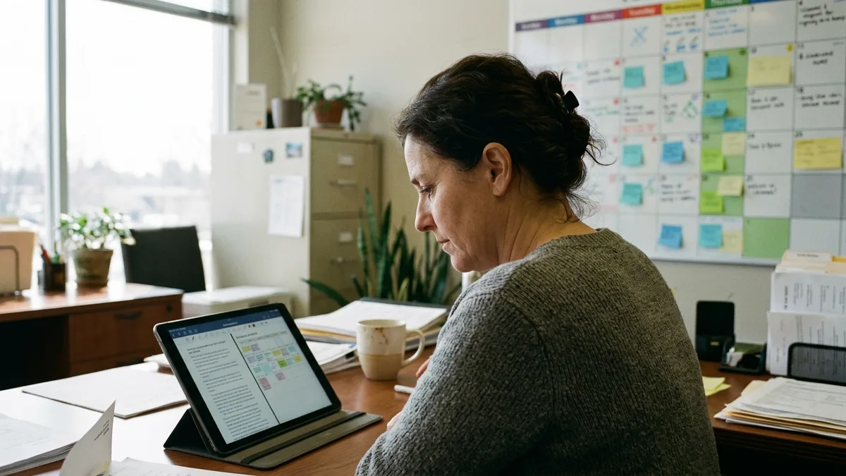 Reviewing scheduled posts in a blog content automation calendar for multiple rental properties