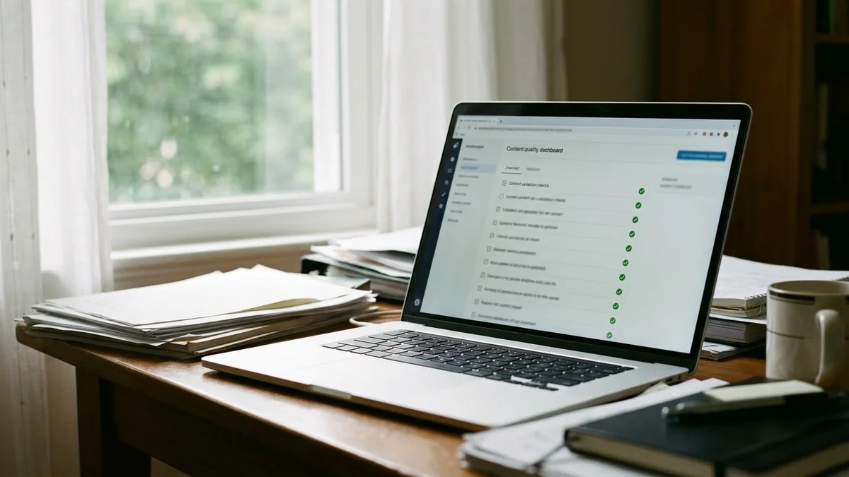 AI-powered content creation quality validation dashboard for vacation rentals
