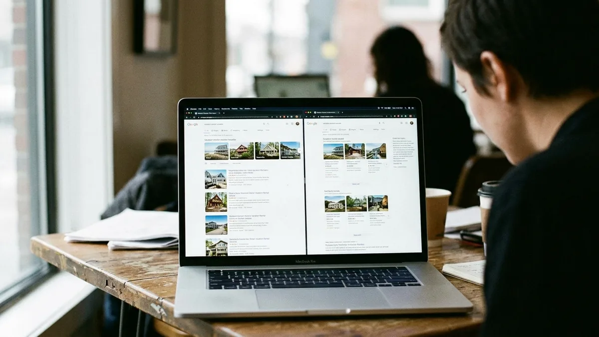 Comparing Google and Bing search results for vacation rental keywords