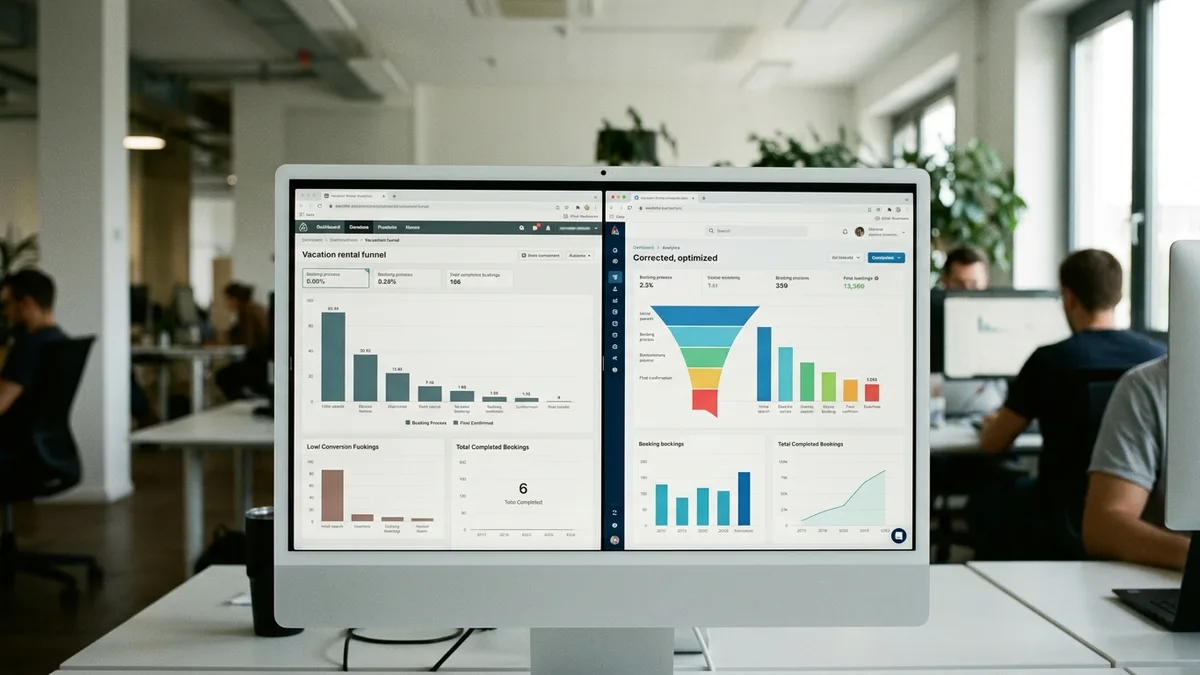 how to fix low vacation rental conversion rate analytics dashboard comparison