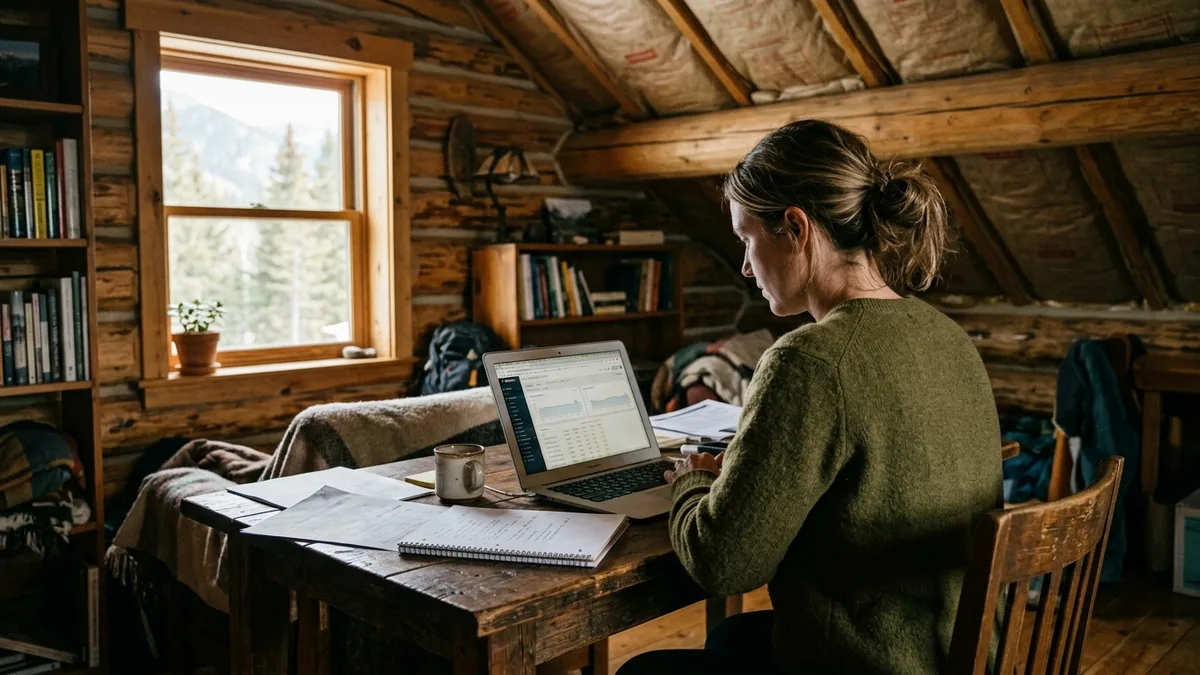 Vacation rental host reviewing Semrush SEO suite keyword reports