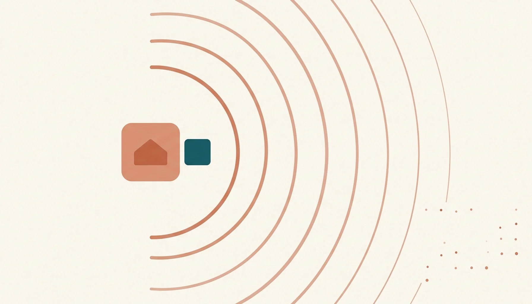 Abstract illustration of radiating arcs from a rooftop node, symbolizing the best AI search optimization platform for beginners