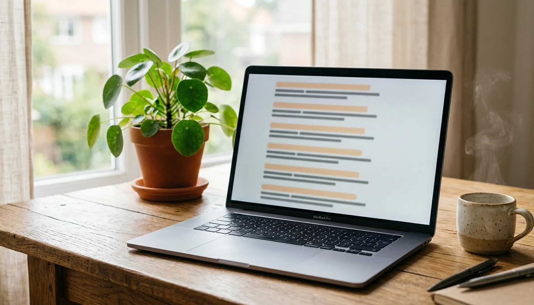 Laptop showing an abstract search-results layout, illustrating how to do keyword research for vacation rental listings