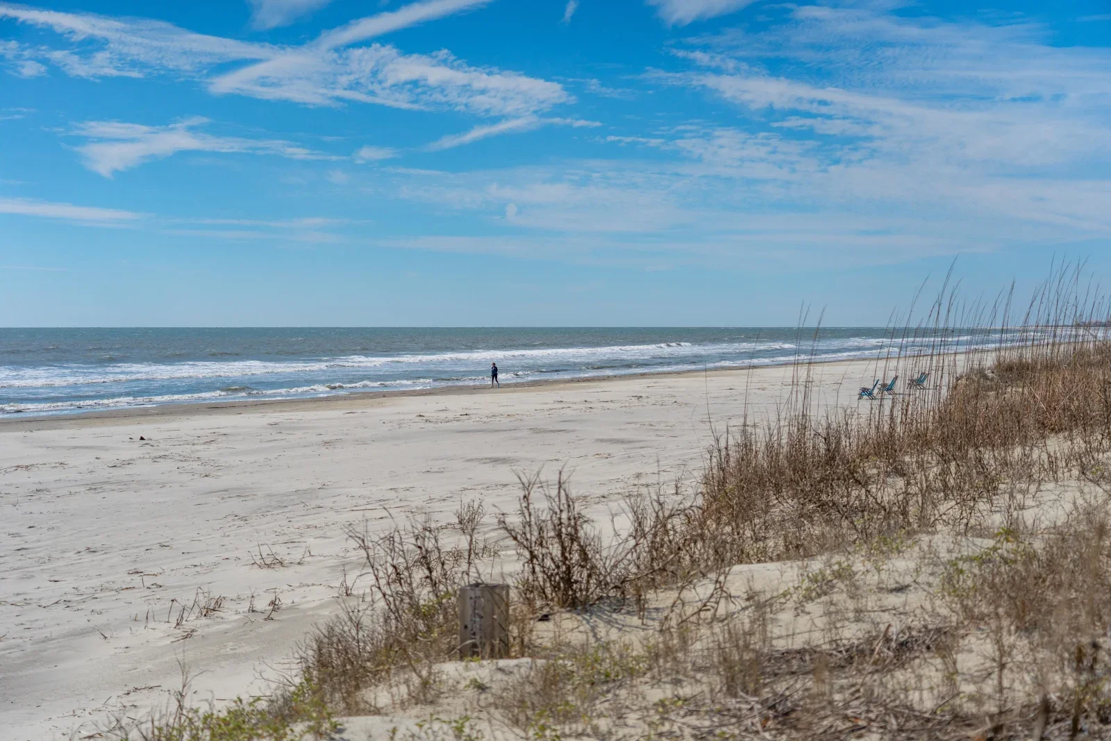 Pristine sandy beach with Atlantic Ocean waves and coastal dunes at Kiawah Island vacation rental