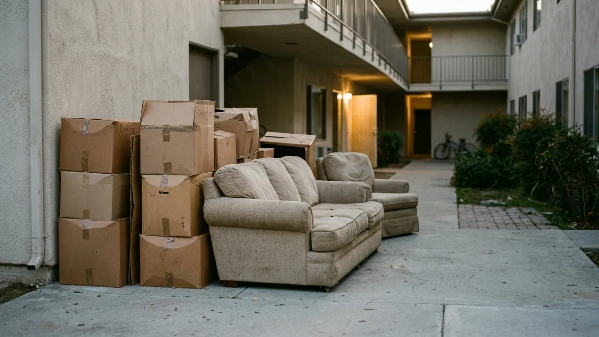 On demand trash pickup for bulk items outside apartment breezeway
