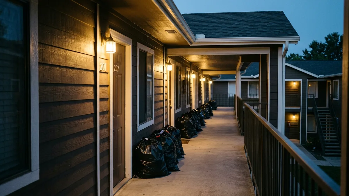 Doorstep trash pickup at a Charleston area apartment building