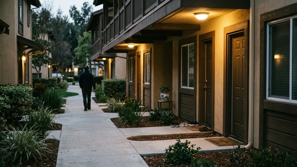 Clean HOA community breezeway reflecting strong waste and cleanliness rules enforcement
