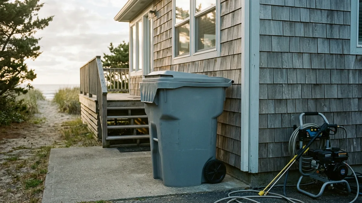 Bin sanitation and pest prevention between short-term rental guest turnovers