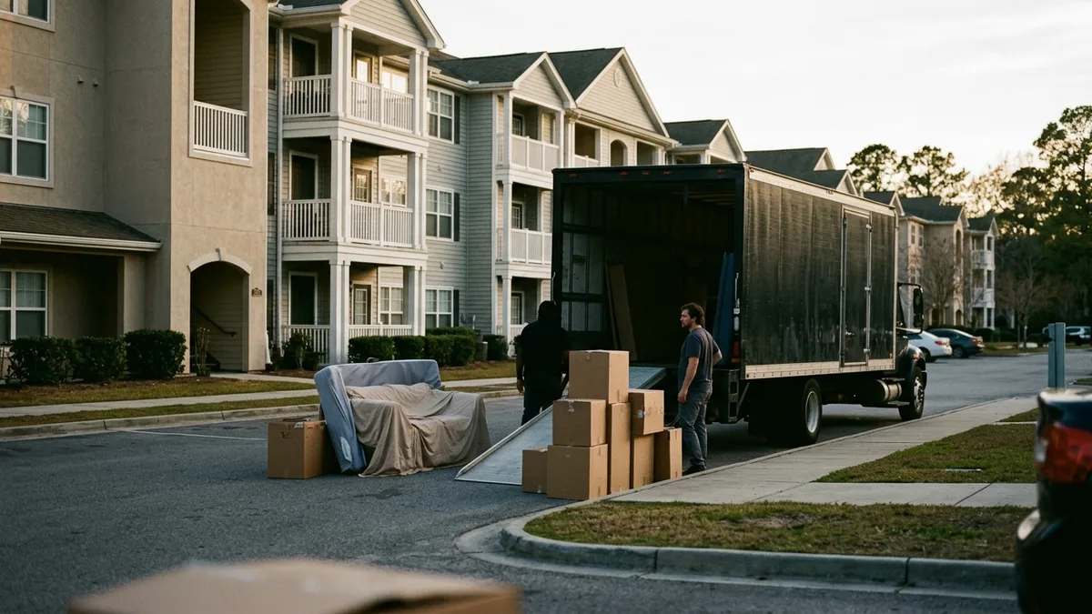 Move-out clean out staging area outside apartment community