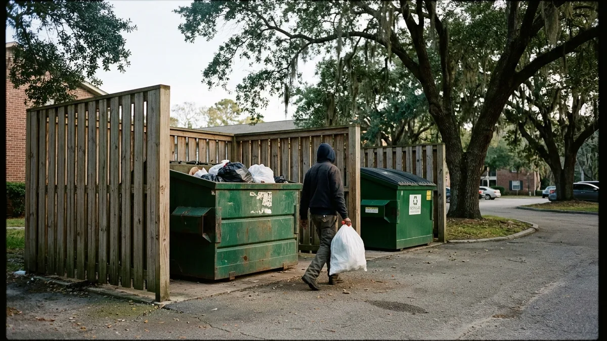 Carolina waste recycling dumpster setup at a Charleston apartment community