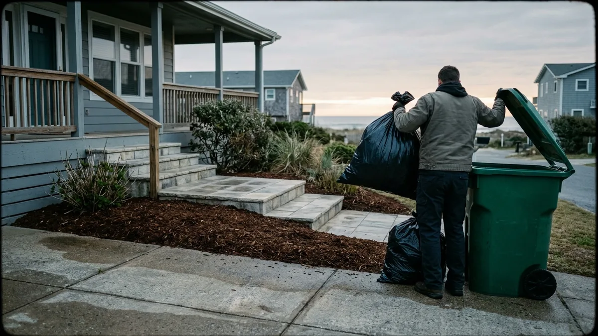Turnover trash removal preventing bad short-term rental reviews over trash