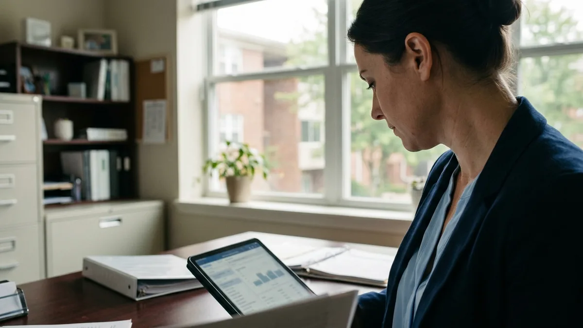 Property manager reviewing garbage valet photo verification report