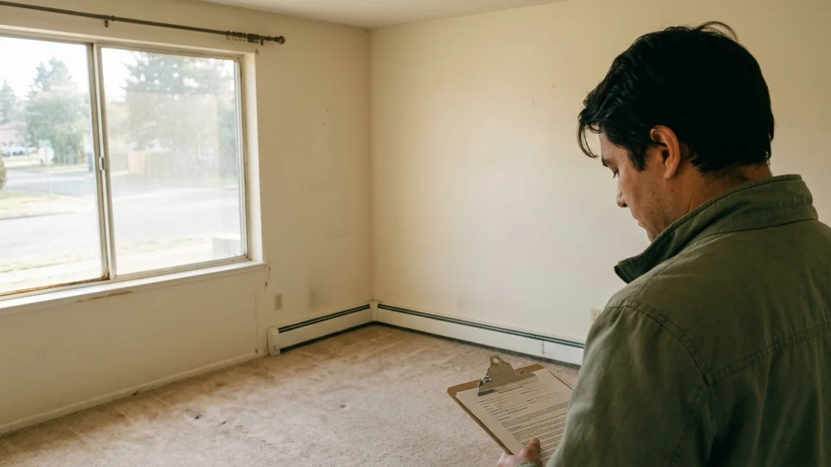 Property manager preparing a turnover junk removal checklist in North Charleston
