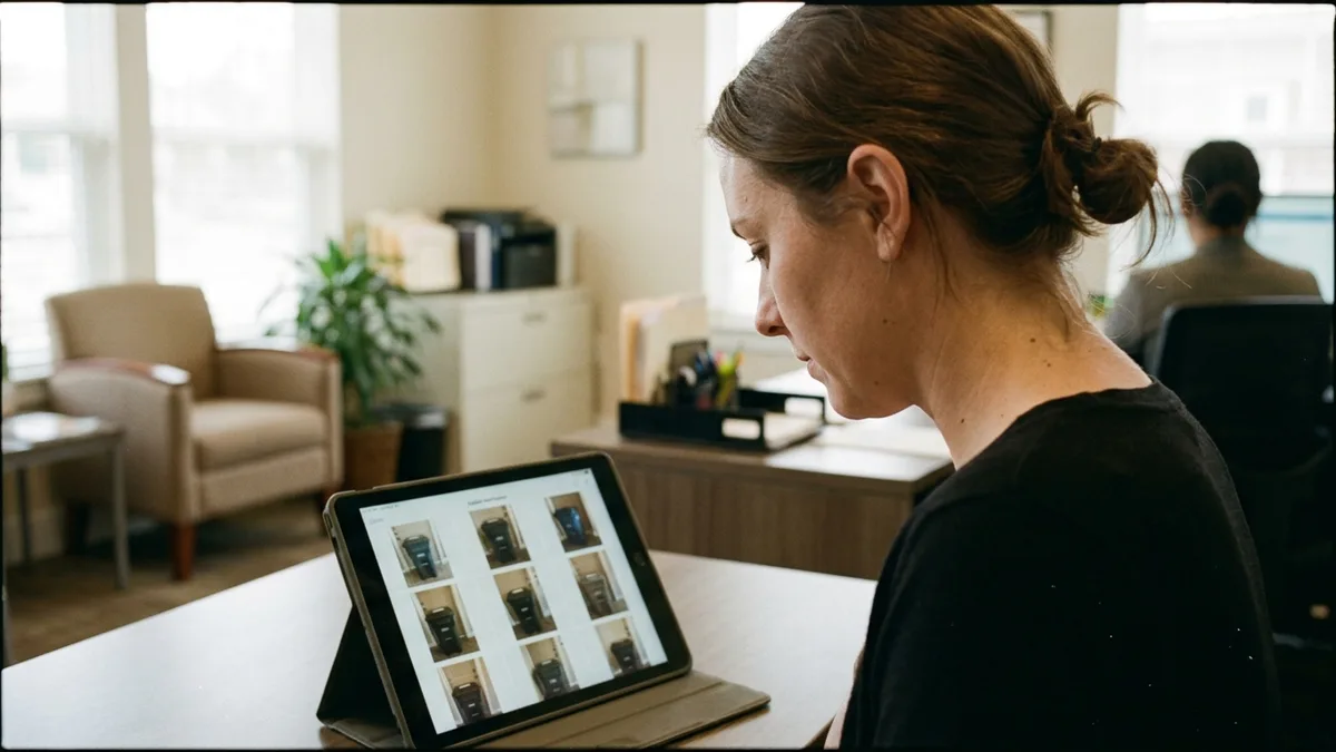 Property manager reviewing photo-verified service records, the same documentation standard for how often clean dryer vents