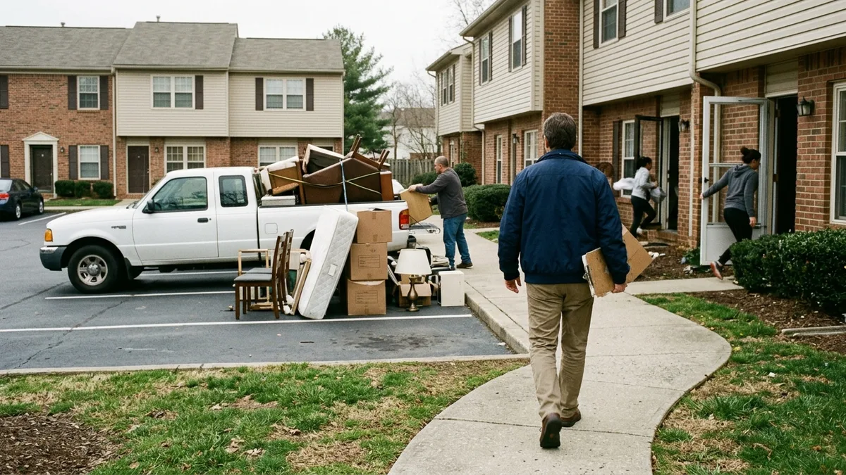 Move-out debris responsibility timeline for an HOA community
