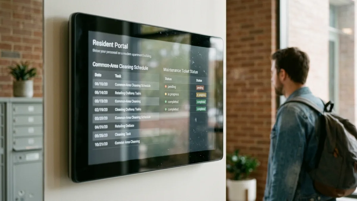 Resident communication system helping property managers keep hallways clean without complaints