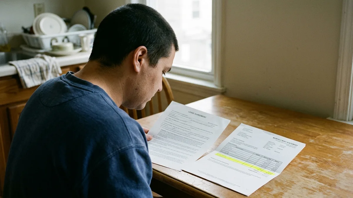 Resident checking lease language about a trash fees and valet trash charge dispute