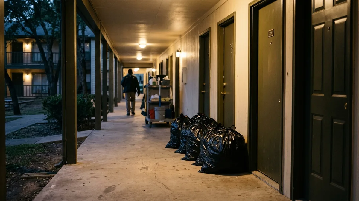 Doorstep trash collection at a Charleston apartment community