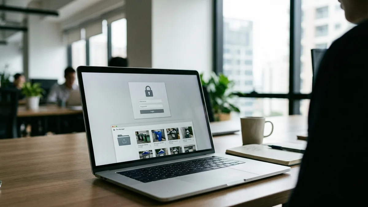 Secure photo verification records dashboard for property waste services
